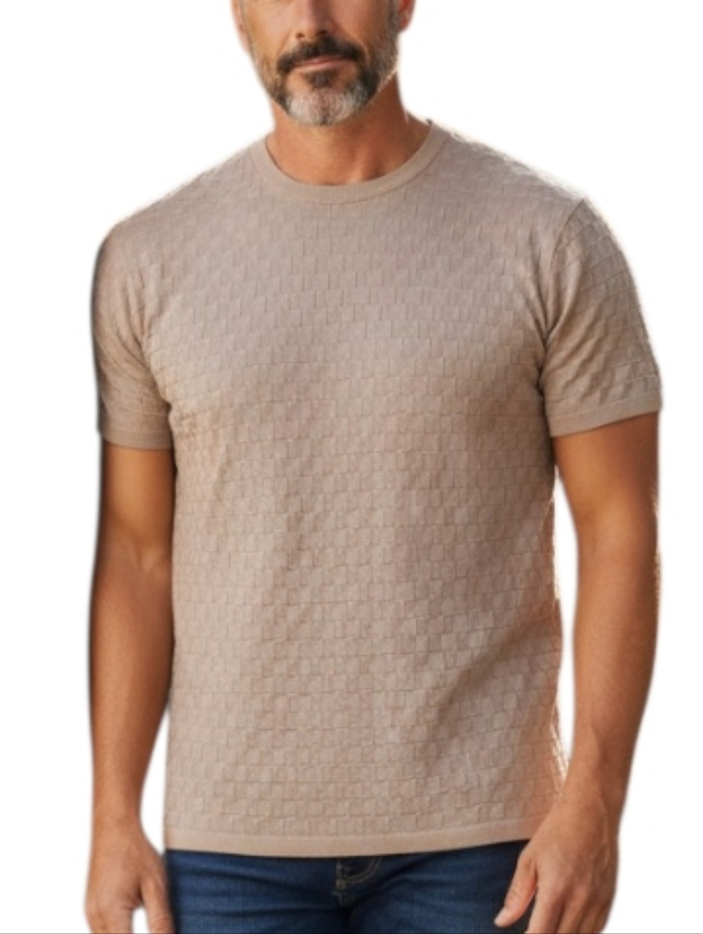 Perry Ellis Textured Squares Men's Shirt Brown